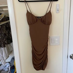 Brown body con dress